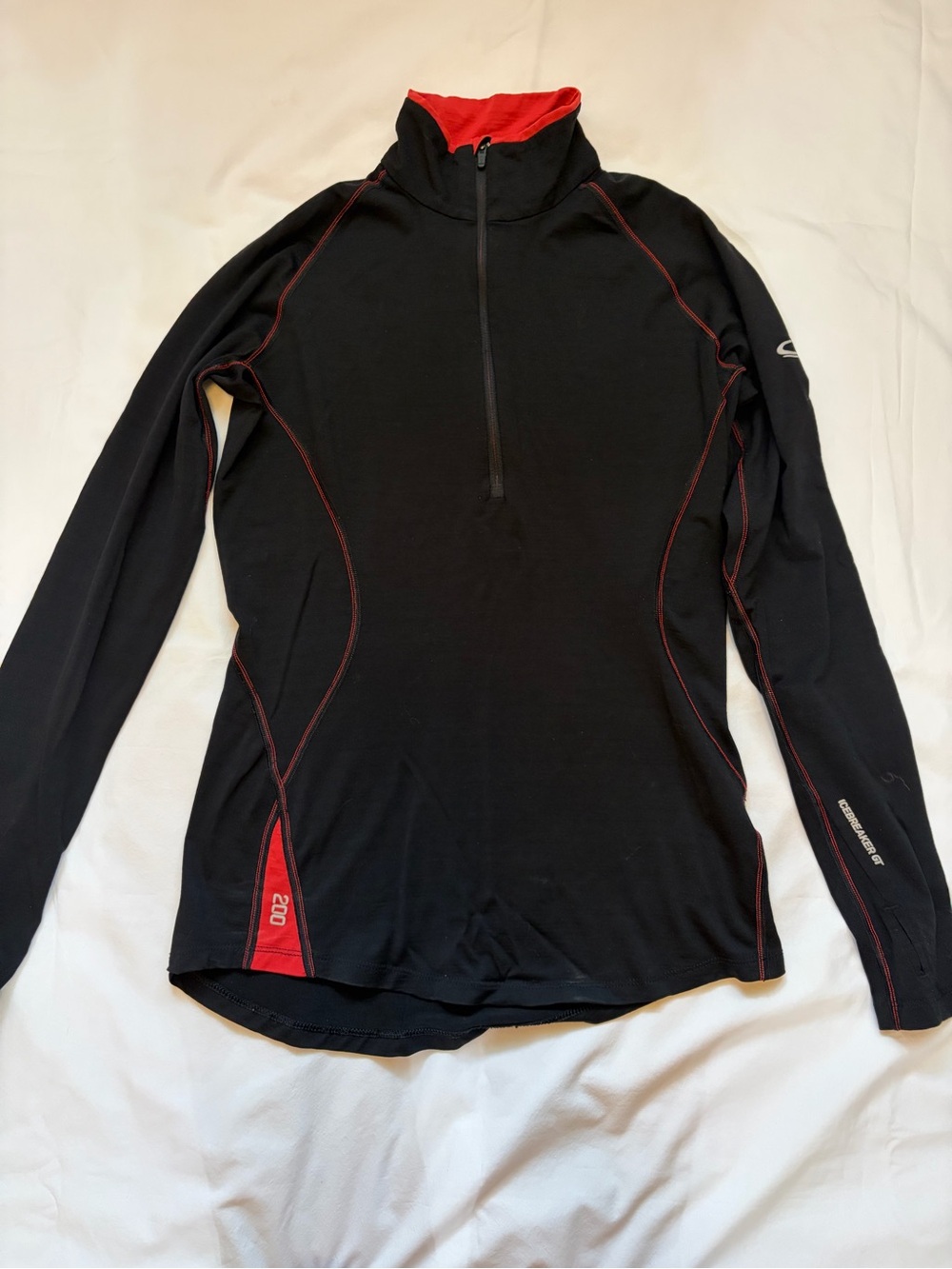 Icebreaker Women's Black Top with Red Interior Collar